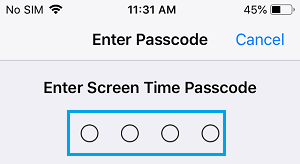 Enter Screen Time Password