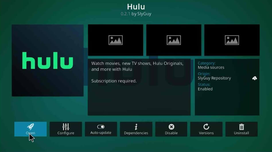 Open Hulu on Kodi