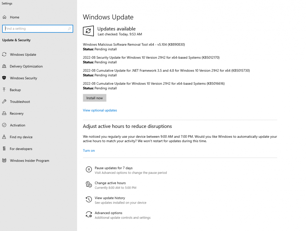 Update Windows to the latest version