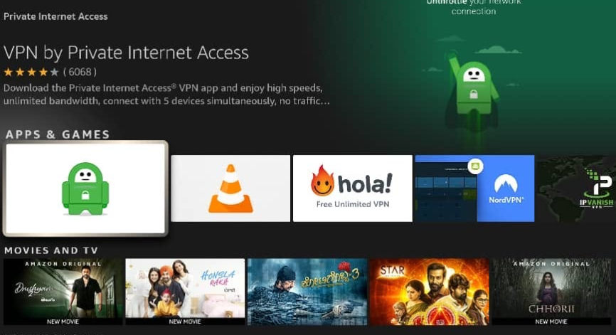 Tap the PIA app on Firestick