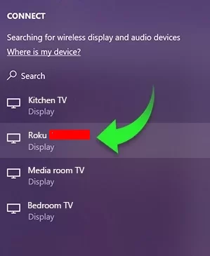 Select your Roku device 