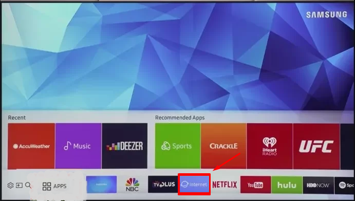 Select Internet to stream Qobuz on Samsung TV