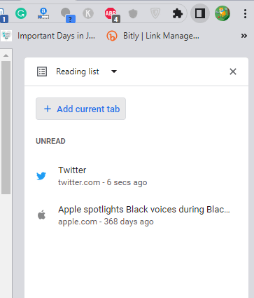 Click + add current tab option