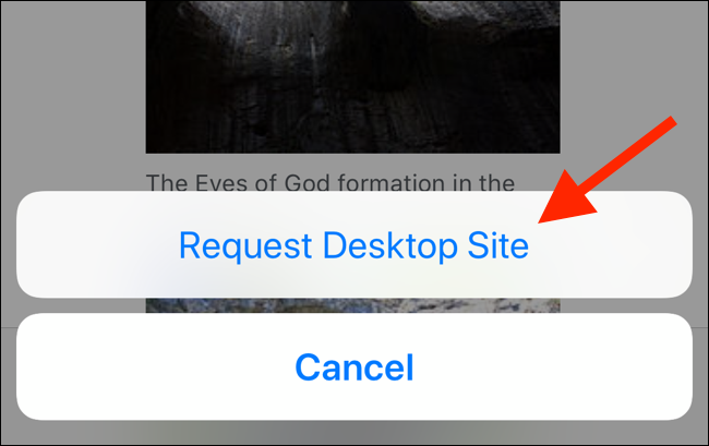 Tap on Request Desktop Site option