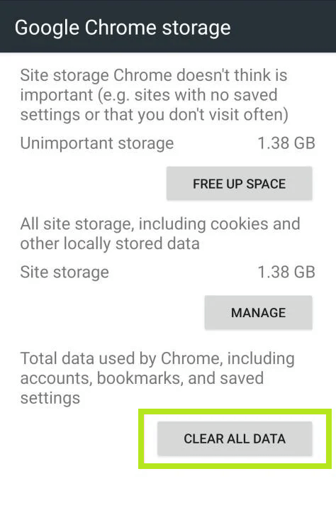 Select Clear all data 