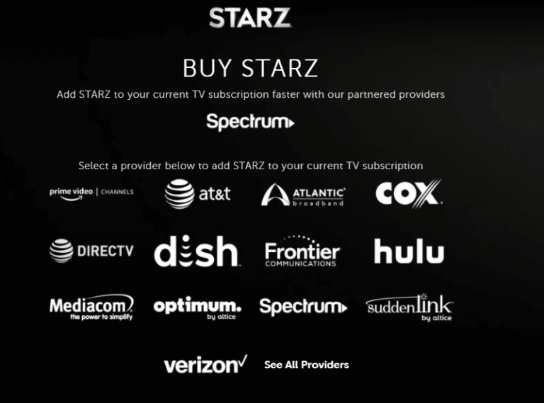 STARZ TV Provider