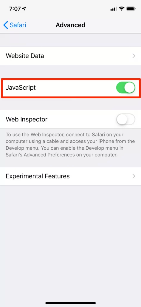 Disable JavaScript to fix Safari crash