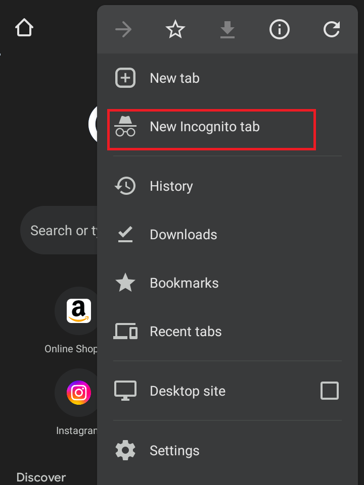 Select New Incognito tab to enable safe mode on chrome