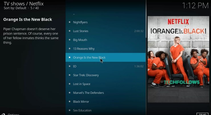 Now select any show on Netflix and stream from your Kodi.