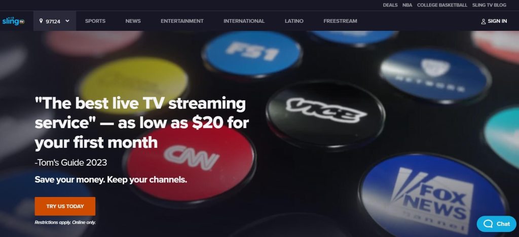 Hit the sign in button on Sling TV