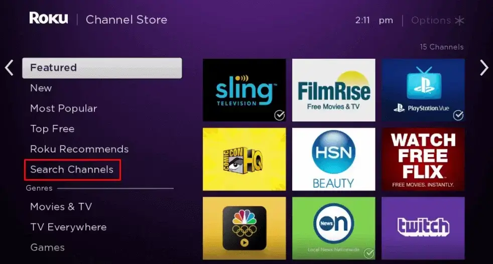 Click Search Channels