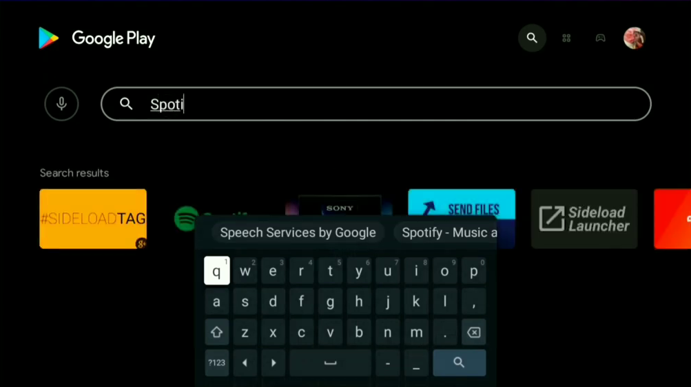 Search for Spotify app