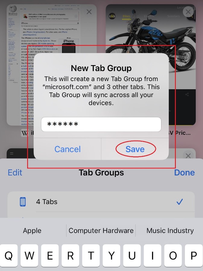 Naming tab group