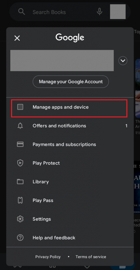 Go to Manage apps and devices on Android devices