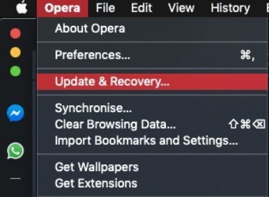 Update & Recovery option on Opera