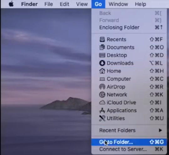 Select Go to the folder