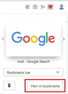 Select View in bookmarks