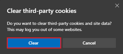 Clear third-party cookies.