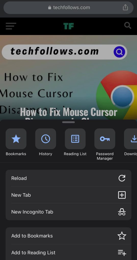 Tap Add to Bookmarks