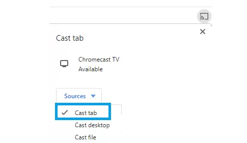 Tap the Cast tab to Chromecast Chromebook 
