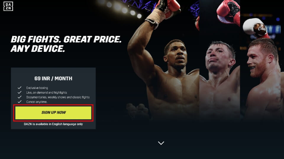 Go to DAZN website 