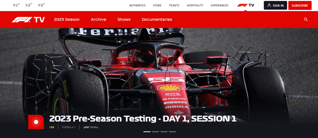 F1 TV website 