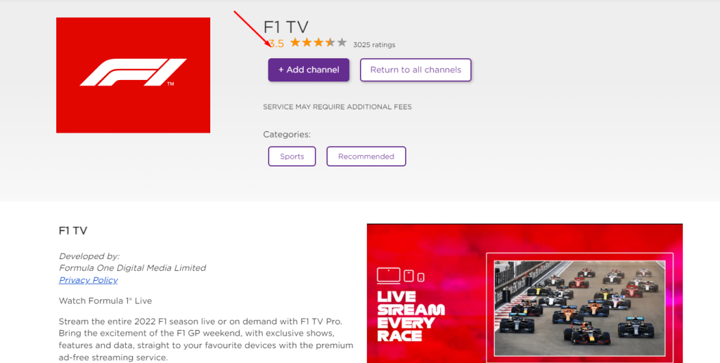 Install F1 TV on Roku 