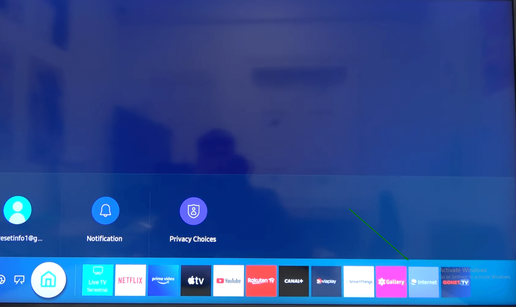 Watch F1 on Samsung TV -select the internet tile