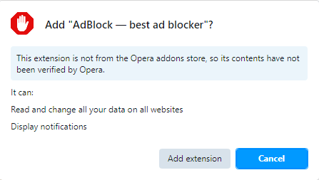 click add extension