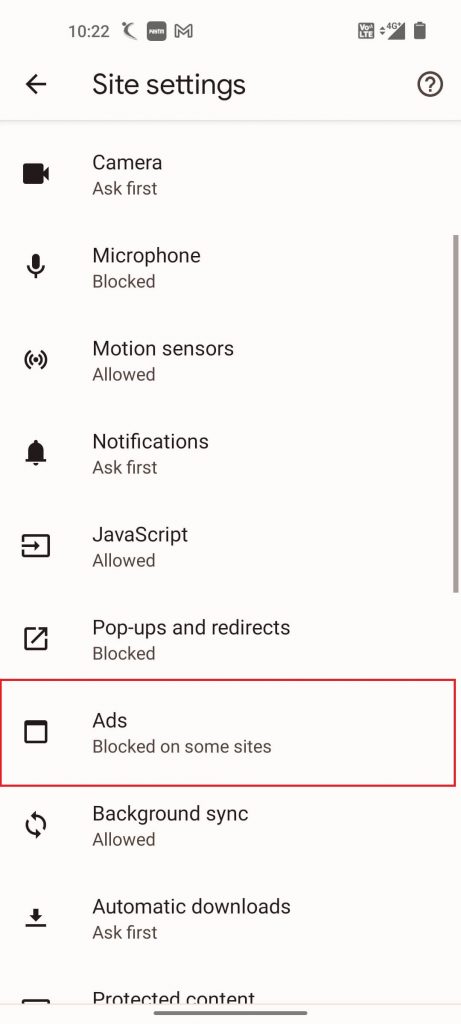 Choose Ads option to Disable Ad Blocker on Chrome 