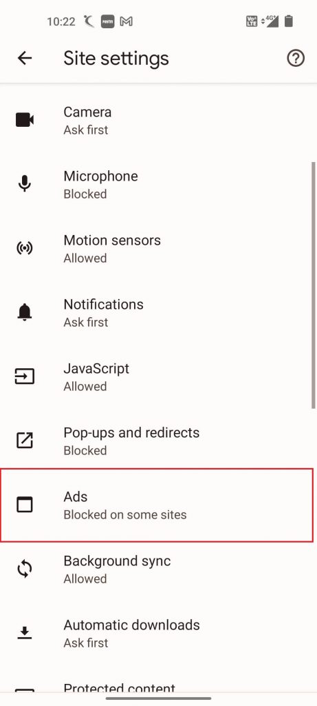 Choose Ads option to Disable Ad Blocker on Chrome