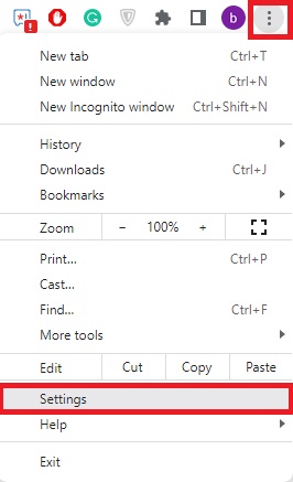 Tap Settings on Chrome