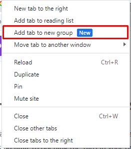Select Add tab to new group