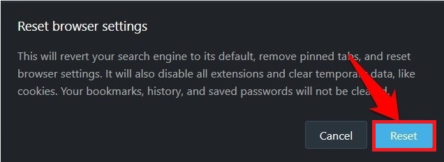 Reset Opera Browser 