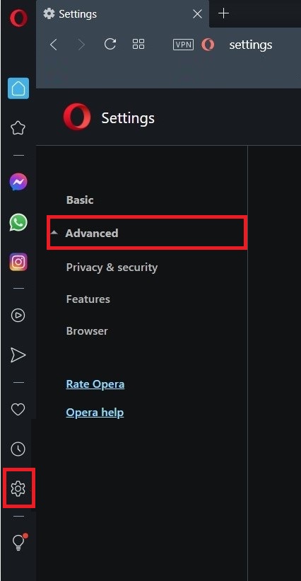 open settings