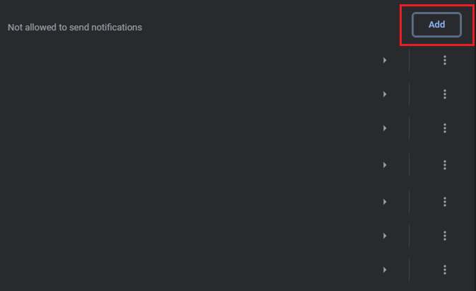 Click Add to block notification from a website