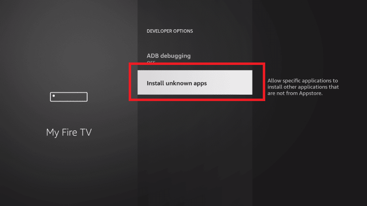 Tap Install unknown apps on Firestick