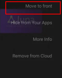 Select Move to front