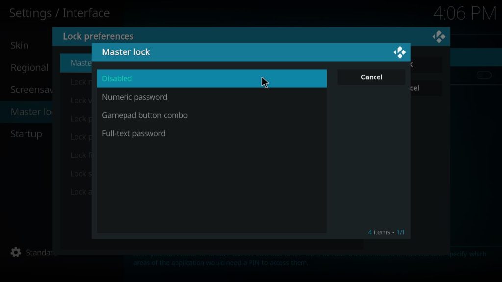 Master Lock Parental Control options