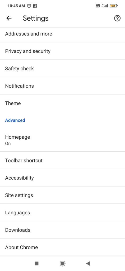 Select Homepage under advanced