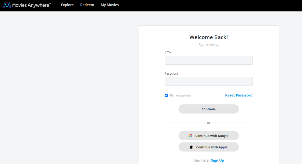 Sign In to Movies Anywhere
