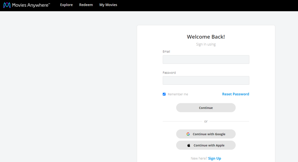 Sign In to Movies Anywhere 