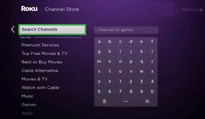 navigate to Search channels