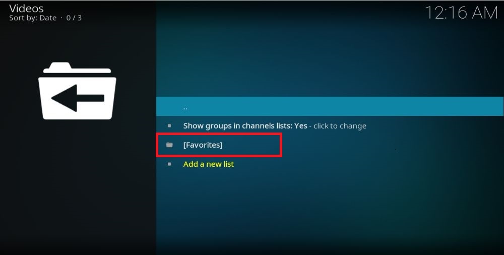 Favorites in Kodi addon