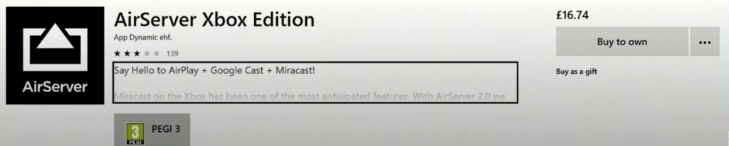 Install AirServer app on Xbox One