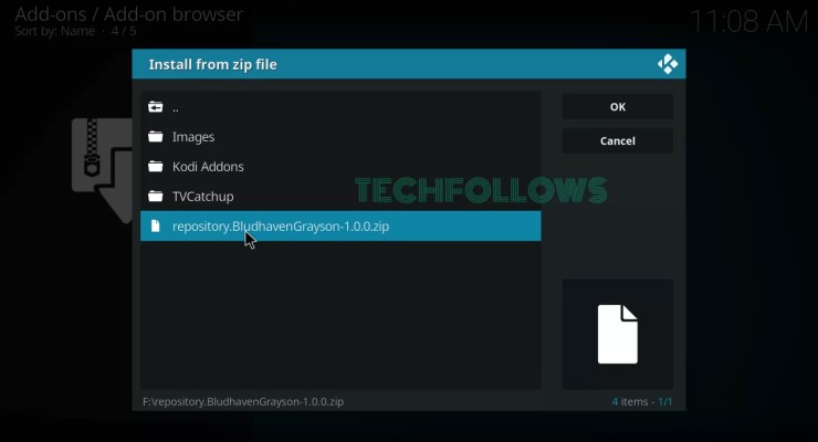 select the Zip file to get UKTV Play Kodi Addon