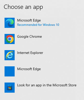 Choose any browser to disable Edge. 