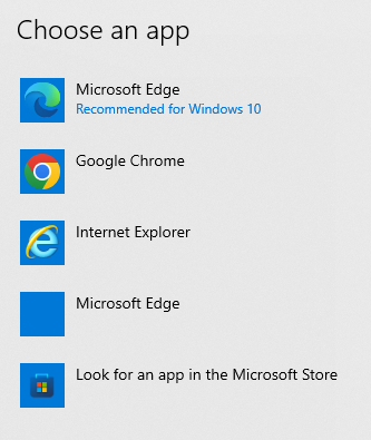 Choose any browser to disable Edge.