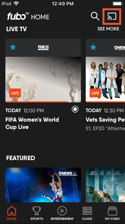 Tap the Cast icon