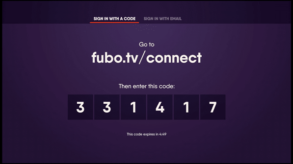 Activation code - fubo TV